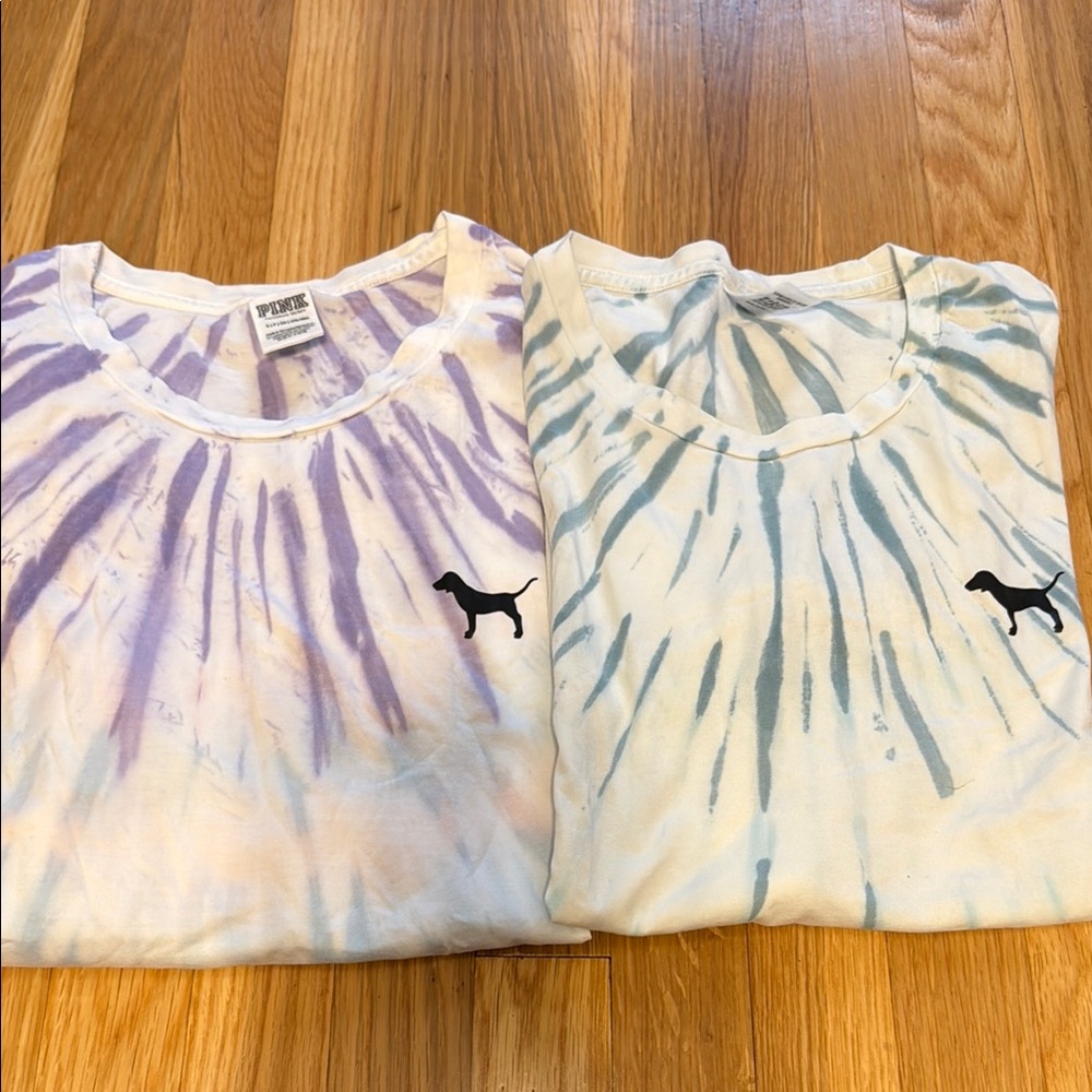 PINK Victoria's Secret Purple and Blue Short Sleeve Tee